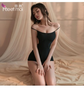 FEE ET MOI - Charming Backless Bodycon Secretary Dress (Black)